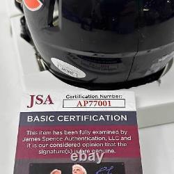 Autographed/Signed Brian Urlacher HOF 18 Chicago Bears Mini Helmet JSA COA
