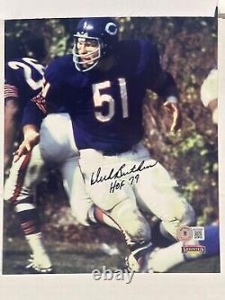 Beckett Dick Butkus Signed 8 x 10 Photo withInscr. HOF Chicago Bears BAS