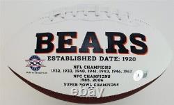 Brian Urlacher HOF 18 Signed Chicago Bears Logo Football (Beckett)