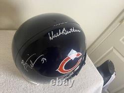 Butkus Singletary Urlacher Signed Chicago Bears Replica Helmet Beckett Coa