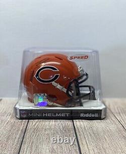 Chicago Bears Roschon Johnson Signed Orange Mini Helmet Beckett Coa
