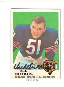 Dick Butkus Jsa Auth Signed 1969 Topps Card Hof Autograph Chicago Bears
