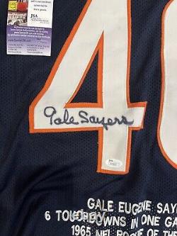 Gale Sayers Autographed Blue STAT Jersey JSA Authentic Chicago Bears