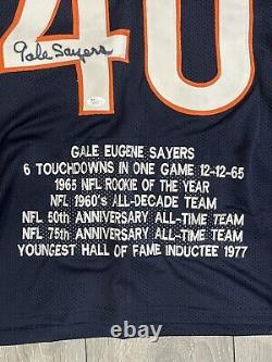 Gale Sayers Autographed Blue STAT Jersey JSA Authentic Chicago Bears