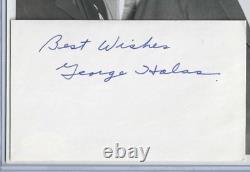 George Halas Chicago Bears Football HOF Coach Autographed 3x5 Card & Photo JSA