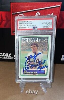 Jim McMahon Signed 1983 Topps Rookie Card with 100 Greatest PSA/DNA Authenic Auto
