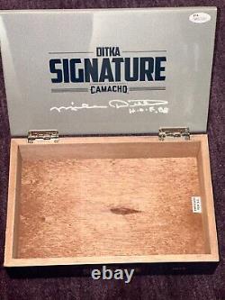 MIKE DITKA Signed Cigar Box JSA Witnessed with HOF Inscription
