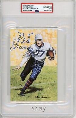 Red Grange Signed Goal Line Art Card GLAC Autographed Bears Yankee Illinois PSA