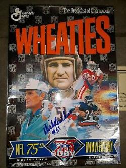 Boîte de Wheaties signée par DICK BUTKUS avec autographe pour le 75e anniversaire de la NFL. Avec certificat d'authenticité. Bears de Chicago.