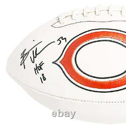 Brian Urlacher a signé l'inscription du HOF 18 avec le logo officiel de l'équipe NFL des Chicago Bears