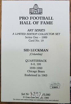 Carte Hall of Fame Bears Goal Line Art autographiée rare de Sid Luckman signée JSA