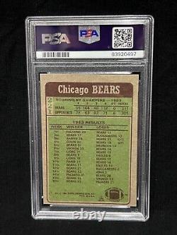 Carte Walter Payton Chicago Bears 1984 Topps #221 Signée Autographe Auto Psa Dna