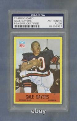 Carte autographiée de Gale Sayers Chicago Bears Football de 1967, certifiée PSA SLAB