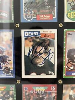 Cartes Vintage des Chicago Bears Signées dans un Cadre d'Exposition