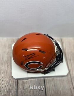 Casque mini orange signé Roschon Johnson des Chicago Bears avec certificat d'authenticité Beckett