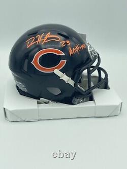Casque mini signé par Devin Hester des Chicago Bears avec inscription 'ANYTIME' et certificat d'authenticité holographique