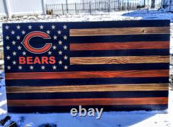 Drapeau et panneau en bois des Chicago Bears en 4 tailles - Art mural des Chicago Bears - Homme des Bears
