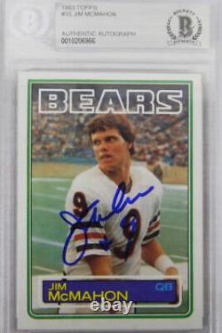 JIM McMAHON Carte Rookie RC Autographiée des Chicago Bears 1983 Topps #33 BECKETT