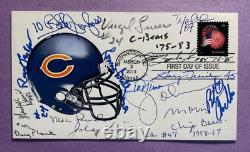Légendes de tous les temps des Chicago Bears signées (16 signatures) FDC Autographe Premier Jour Cover