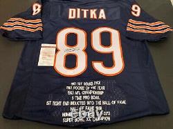 Maillot bleu brodé autographié signé par Mike Ditka des Chicago Bears avec certificat d'authenticité JSA