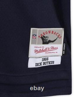 Maillot de réplique bleu marine M&N signé par Dick Butkus des Chicago Bears et inscription HOF 79.