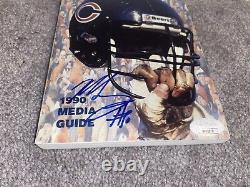 Mike Michael Singletary a signé le guide des médias de football des Chicago Bears de 1990 Jsa Coa