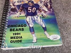 Mike Michael Singletary a signé le guide des médias du football des Chicago Bears de 1991 Jsa Coa